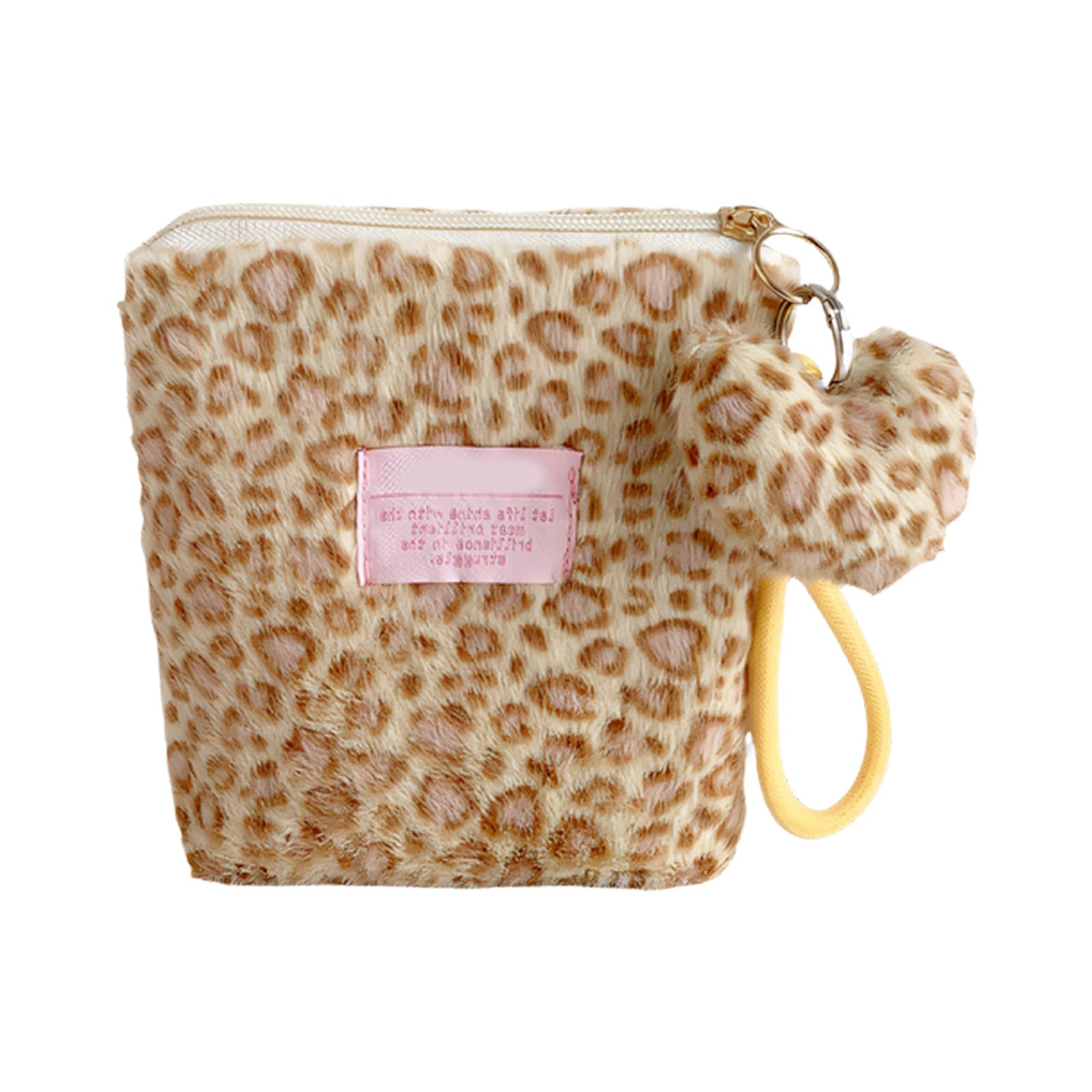 HENYGEN Plush Leopards Pattern Cosmetics Case Handheld Vanity Pouches with Spacious Compartment for Daily Use Leopards Pattern Makeup Pouches