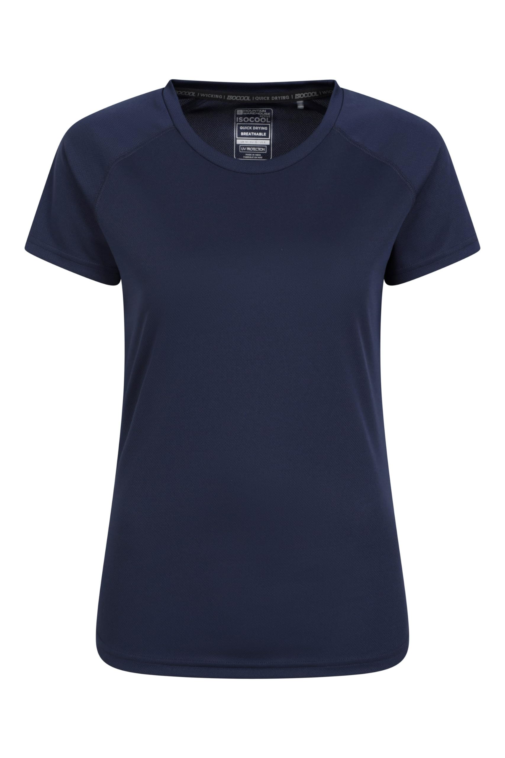 Mountain Warehouse Women's Navy Endurance T-Shirt - Isocool Top, Uv Protection Upf30+ Tee, Breathable & High Wicking - For Spring Summer, Running, Travelling Size 16