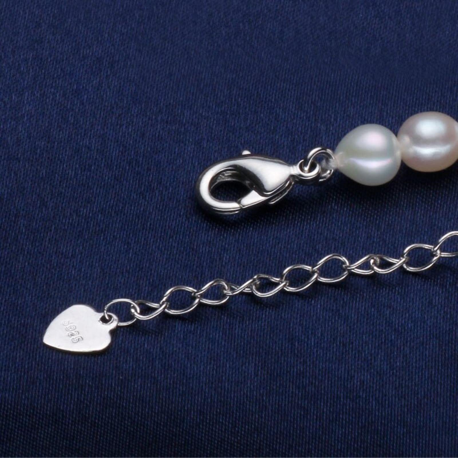 Collar De Perlas Naturales De Agua Dulce con Cierre De Plata De Ley 925 Auténtica, Joyería De Perlas para Mujer, Novia, Boda