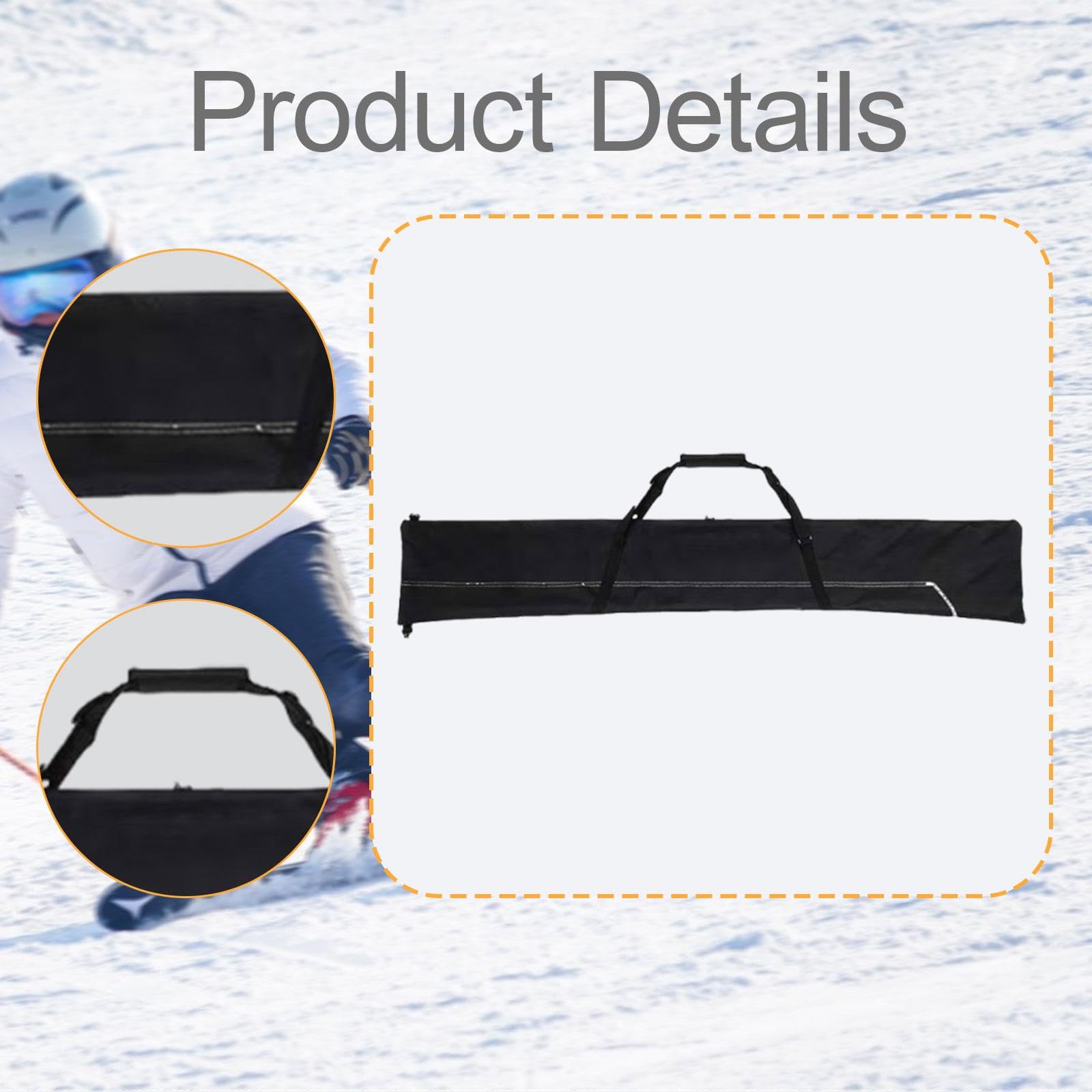 Housse à Skis Imperméable Tissu Oxford, Convient jusqu'à 200 cm (79 in), Compartiment pour Chaussures, Rangement Transport Snowboard Noir