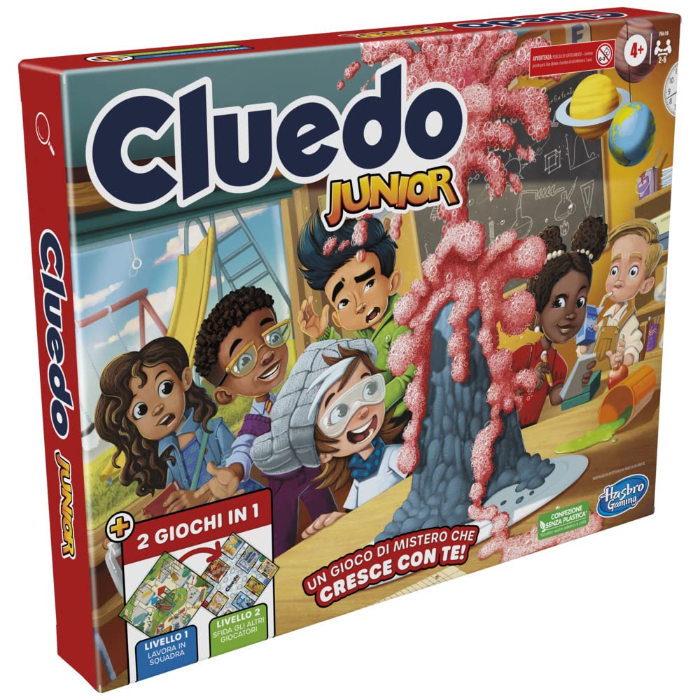 Hasbro Gaming Cluedo Junior, Gioco da Tavolo 2 in 1 con Tabellone Fronte-Retro, Gioco di Investigazione per Bambini e Bambine dai 4 Anni in Su per 2-6 Giocatori