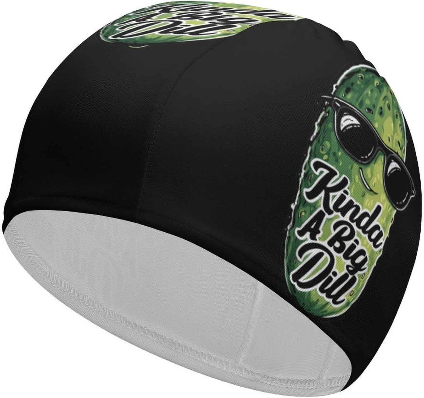 Kinda A Big Dill Pickles Womens Swim Cap for Men Adult Swimming Hat Curly Short Medium Long Hair