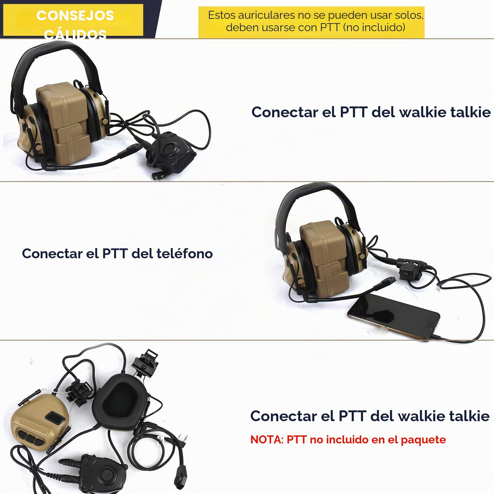 Yunseity Auriculares Militares, Auriculares de Caza Retráctiles para Juegos con Micrófono, sin Función de Cancelación de Ruido, para Walkie Talkie de Radio Militar