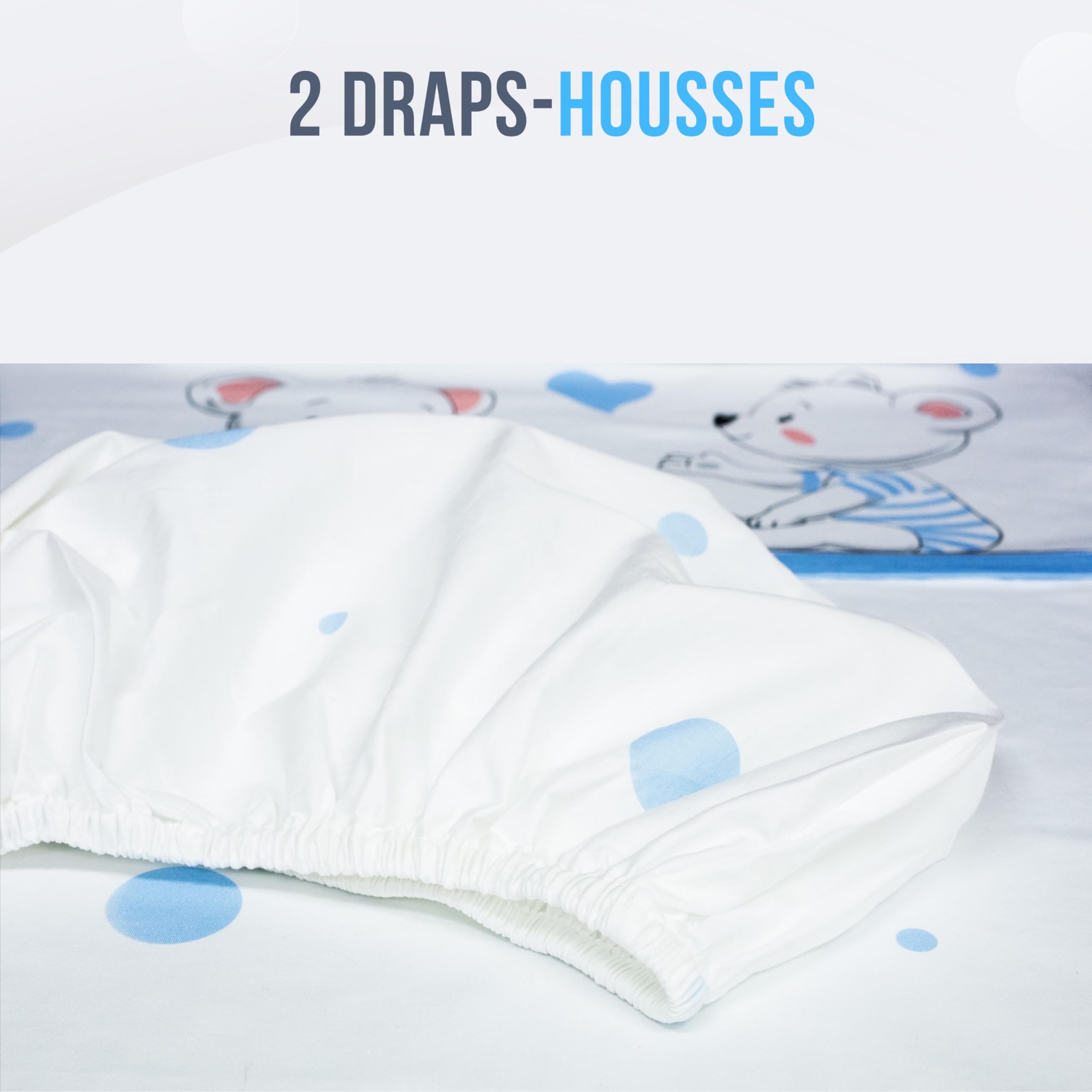 GOYSILA Drap Housse Cododo Bebe Next to Me Parure 4 Pièces 100% Coton Certifié Oeko-Tex Matelas 50x83 2 Draps Housse 1 Drap de lit 1 taies d'oreiller Berceau Next2me Chicco Kinderkraft (Machine)