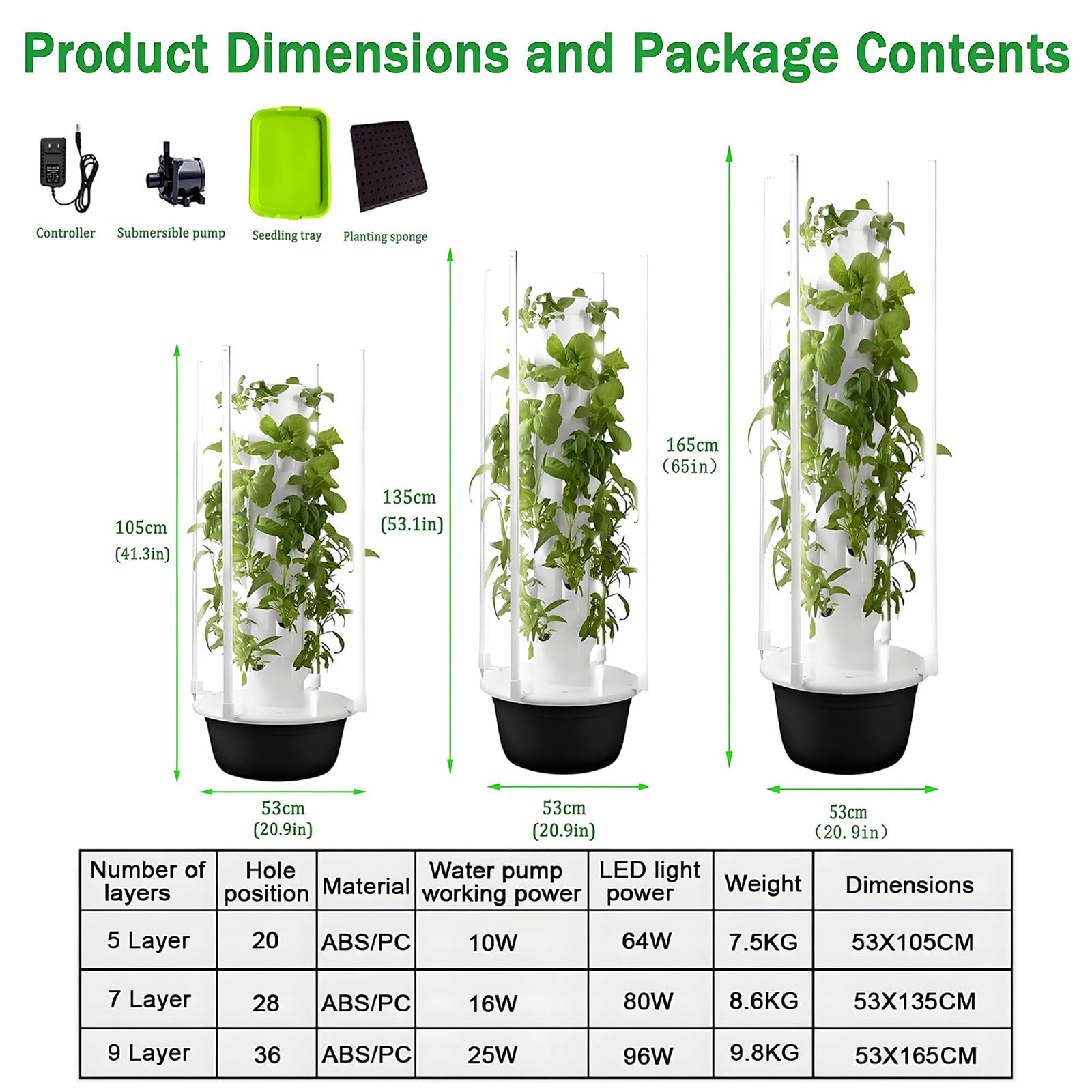 Sistema de Cultivo hidropónico Vertical Tipo Torre con aeroponía automatizada y Luces LED para el Cultivo de Hierbas aromáticas y lechugas en Interiores.