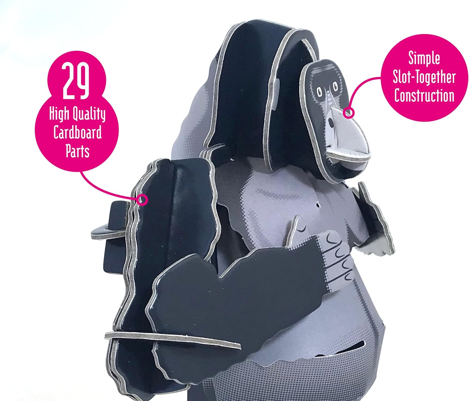 Build Your Own Moving Mountain Gorilla - Pull-Tab Chest Pounding Action - Eco Friendly Cardboard Craft Kit - Ages 8+