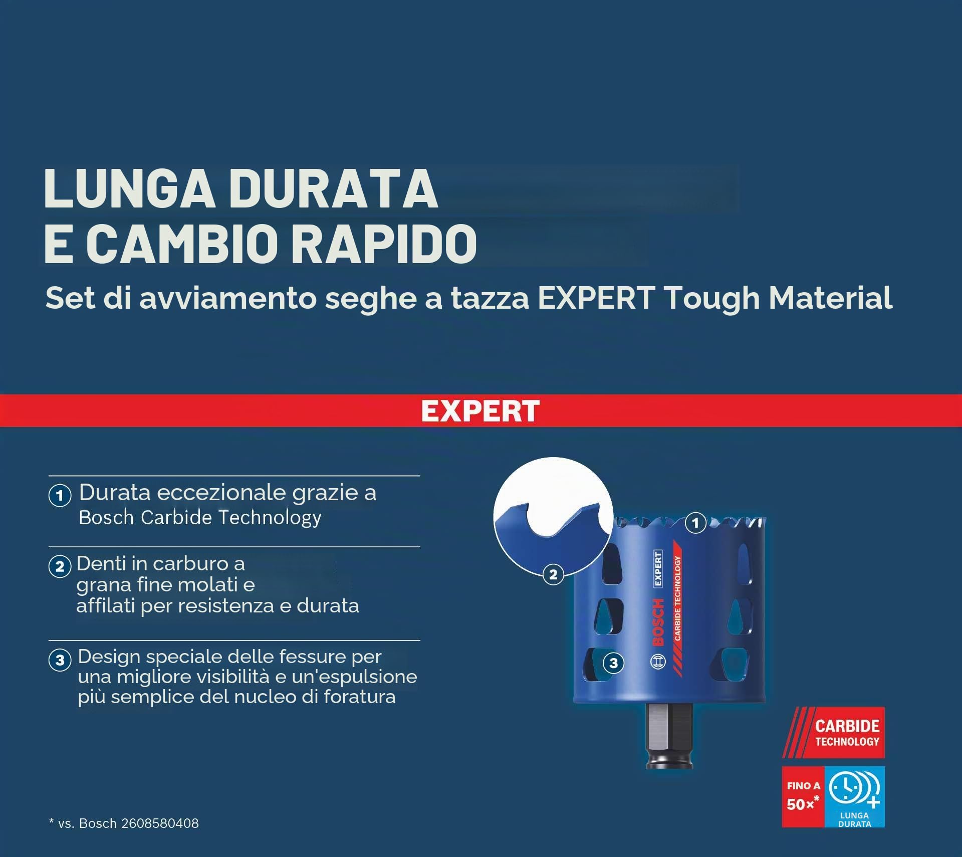 Bosch 3x Starter Set di seghe a tazza EXPERT Multi Material PC Plus (per Legno con metallo, Mattone, Ø 68 mm, Professional Accessorio Trapano)