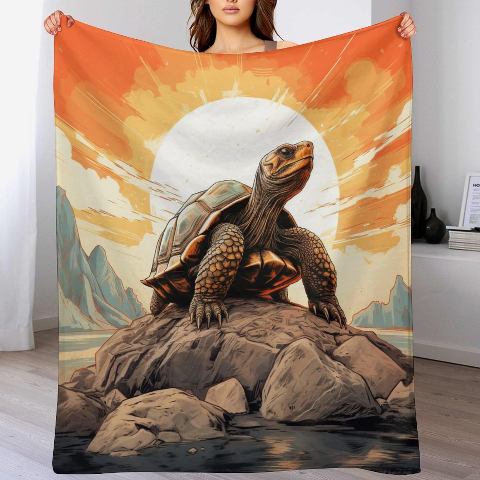 Couverture polaire motif tortue cadeau idéal pour anniversaire et maison