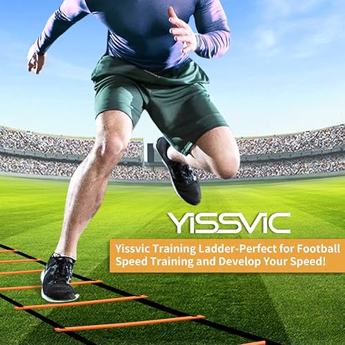 Miniatura 9 de YISSVIC Agility Ladder and Cones 20 Feet 12 Adjustable Rungs Fitness Speed Training Equipment1 Carry Bags 10 Cones 4 Stakes Basketball Soccer