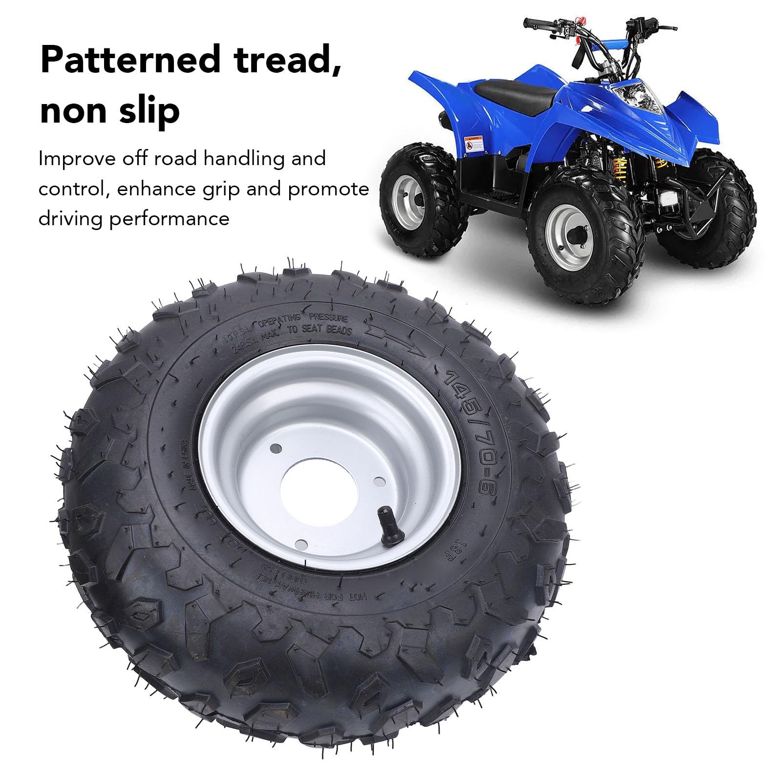 145/70 6 Opon Koła z Obręczy, 6 Cali ATV Go Kart Przednie lub Tylne Opony i Felgi do ATV, UTV, Quad, Off Road, Go Cart, 3 Otwory Montażowe