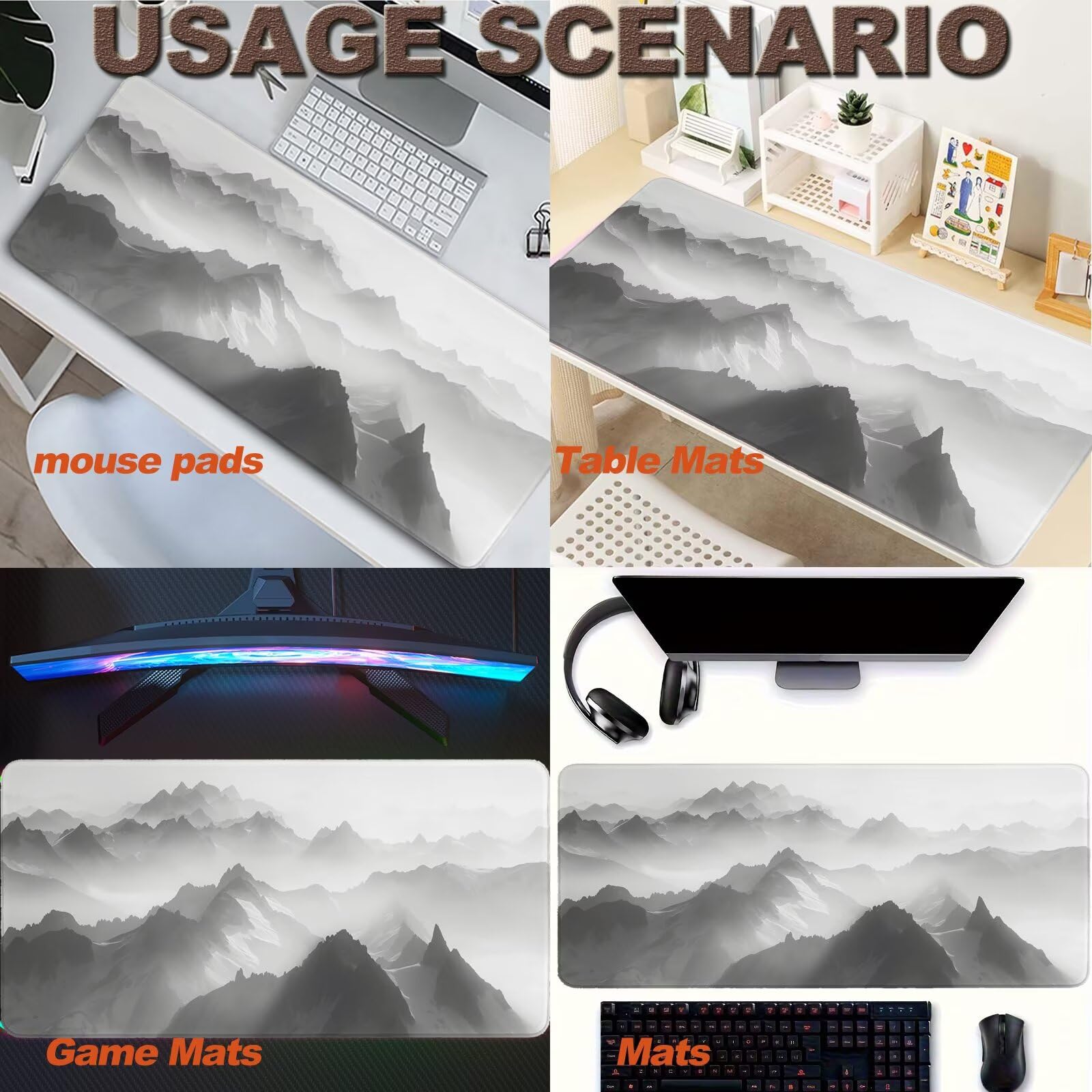 Tappetino per Mouse da Gioco XXL 1400x800x4mm Grande Tappetino Mouse Bianco, Mouse Pad con Impermeabile, Tappetino Scrivania con Base in Gomma Antiscivolo, Tappeto Sottomano Scrivania Lavabile 4-1246