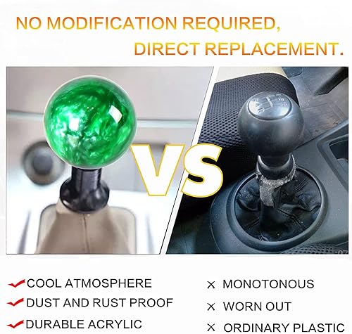 Miniatura 47 de Pomo de palanca de cambios redondo universal estilo mármol 5 6 velocidades para vehículos automáticos manuales con adaptadores (morado)