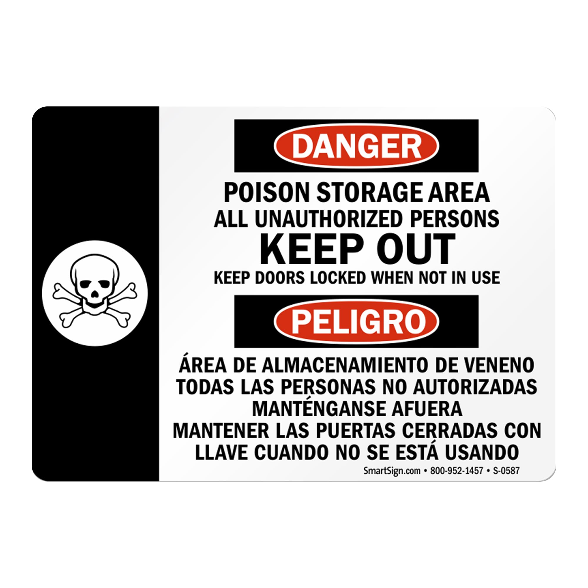 SmartSign "Danger - Poison Storage Area" Bilingual Sign | 10" x 14" Aluminum
