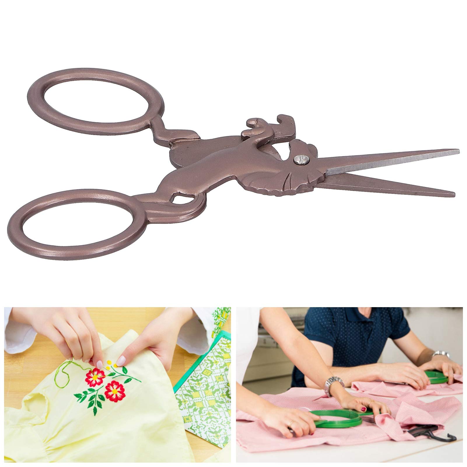 Stainless Steel Horse Design Embroidery Scissors - 4.7" Retro Style For Sewing & Crafting - View #3