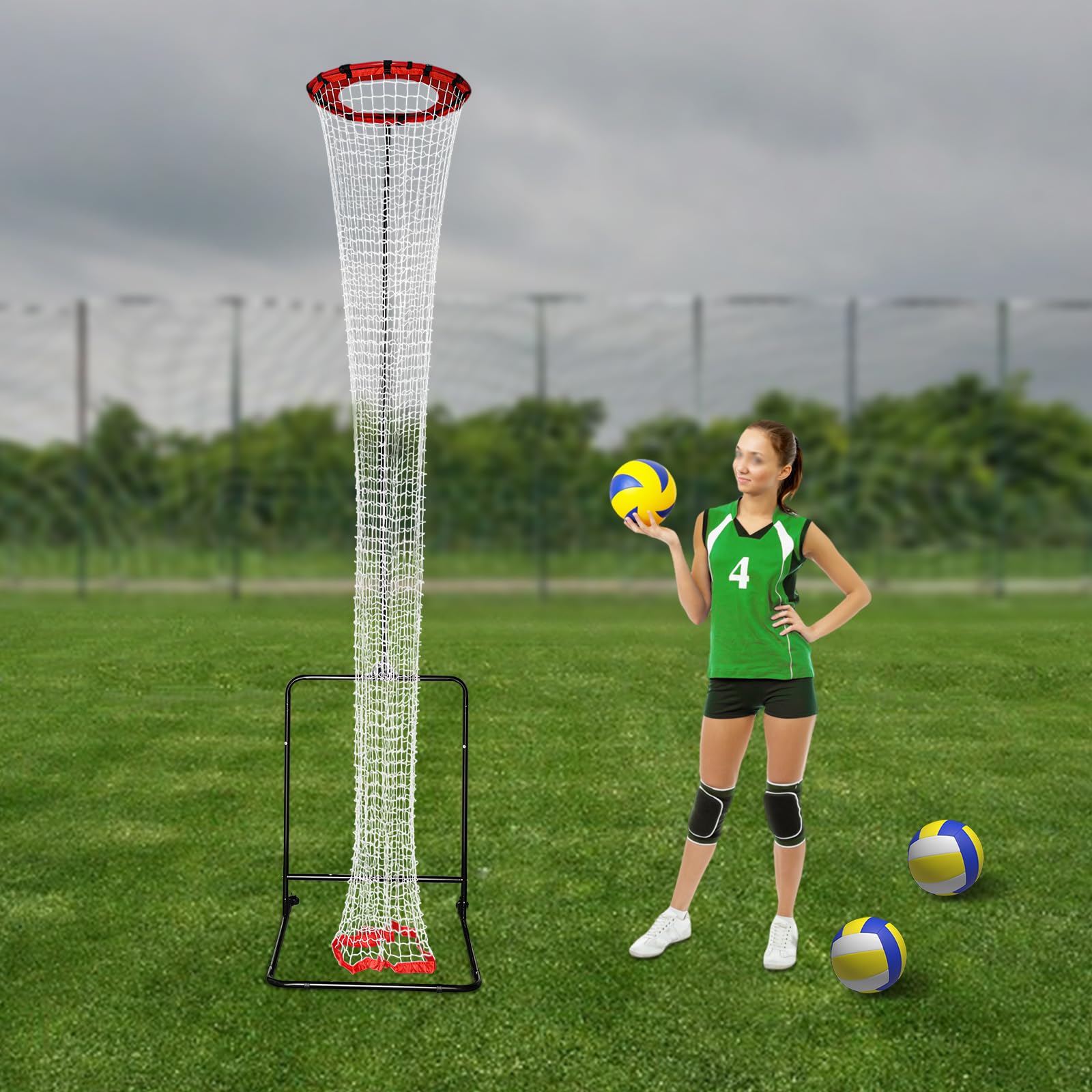 Volleyball Setter Trainer Net | Adjustable Target Net | Volleyball Setting Trainer | 0°-90° Adjustable Angles | 5.58-11 FT Adjustable Height | Two Wheels