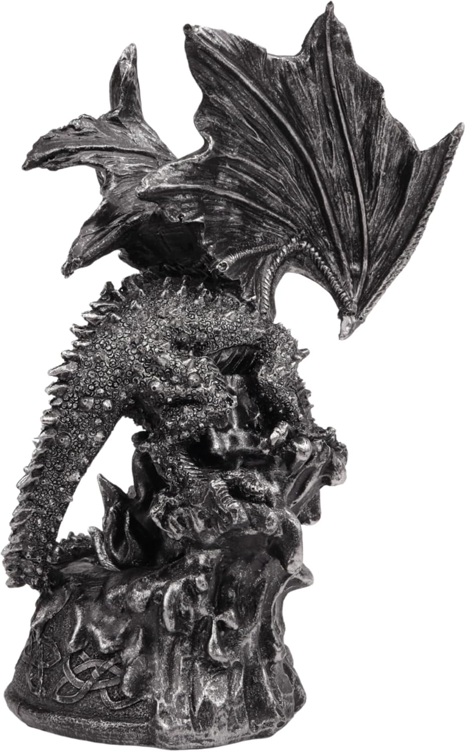 Needzo Metallic Fantasy Dragon Figurine with Stand, Unique Collectible Statue for Bookshelves, 8 x 4 Inches - Image 3