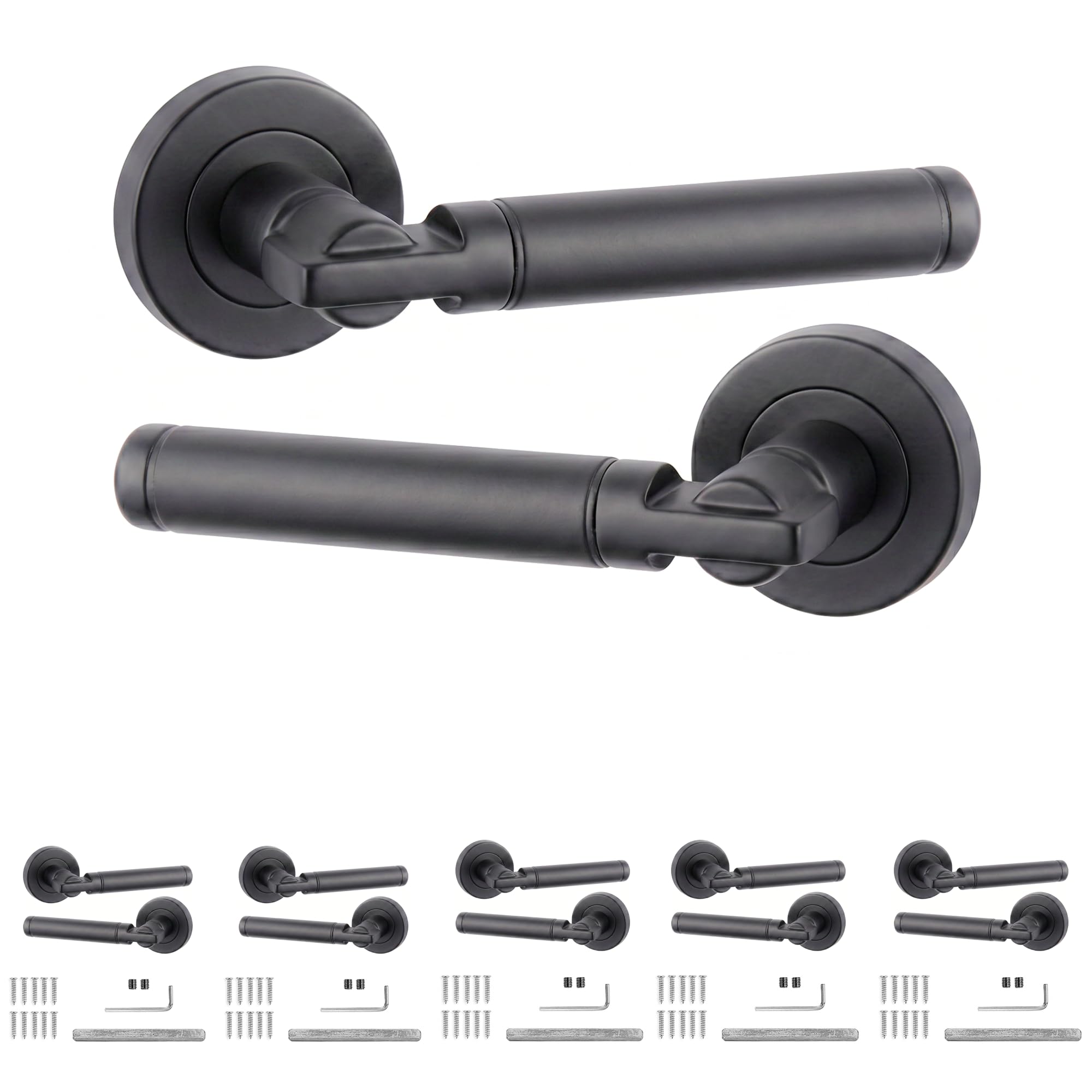 Decoranddecor Enigma Matt Black Internal Door Handles 6 Pack