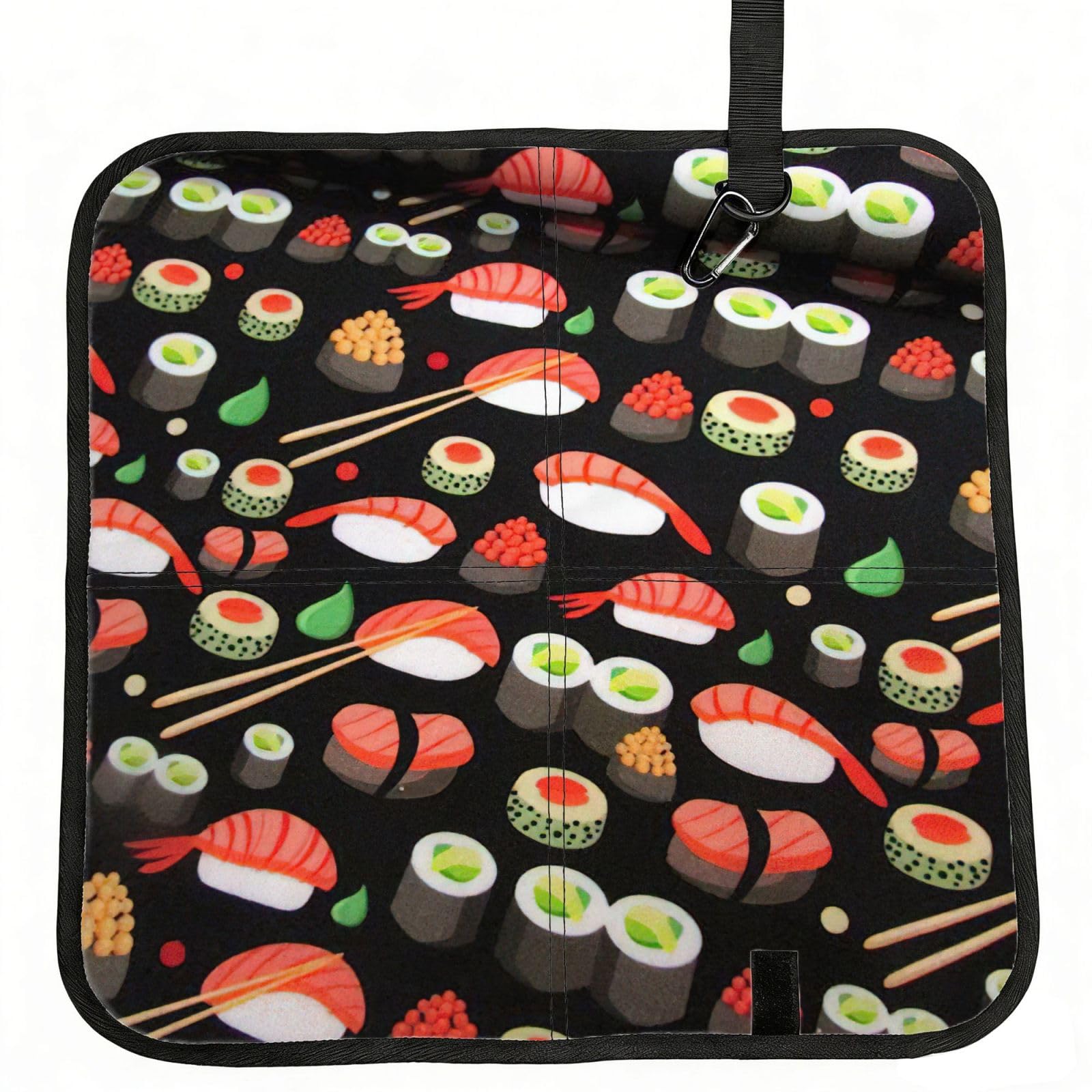 NImongt Japanese Sushi Shrimp Print Portable Chair Pad Foldable Seat Cushion Outdoor Seating Office Picnic Camping