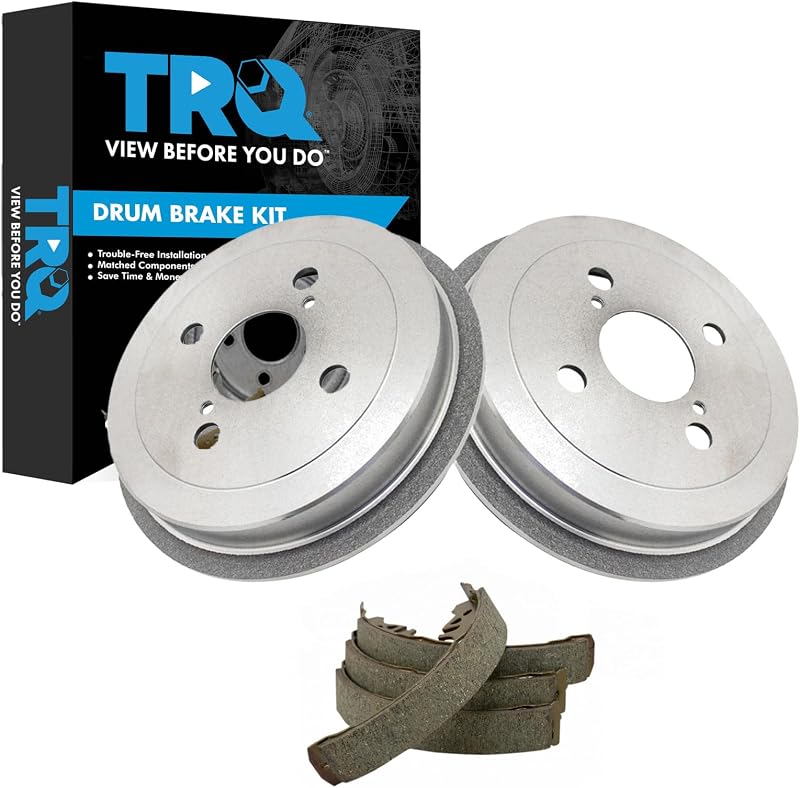 Kit de sapatas e tambores de freio traseiros TRQ para Toyota Echo 2000–2005 – 1 kit