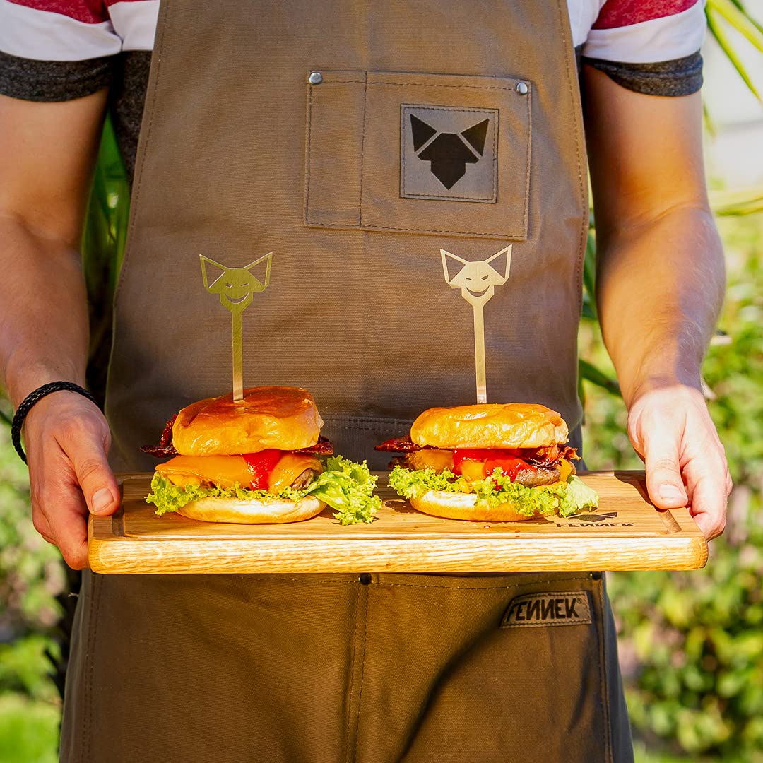 FENNEK Schneidebrett, Frühstücksbrett XL | 40 x 25 cm | aus EICHE | mit Leinöl behandelt | Ideal zum Kochen, Grillen uvm.