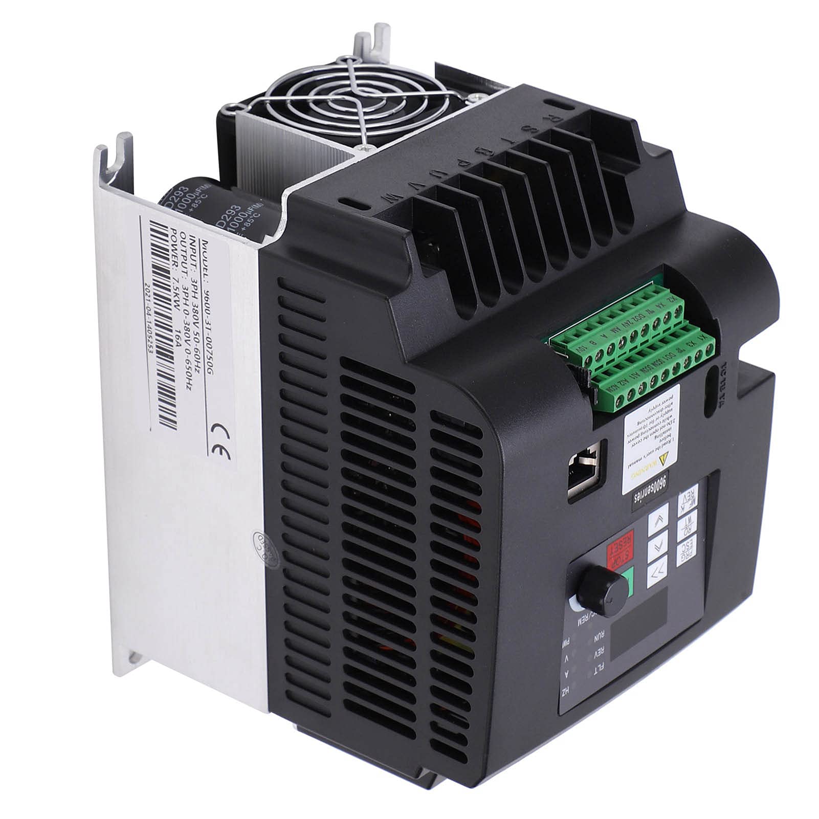 Zerodis Falownik Wektorowy 3-fazowy Napęd o Zmiennej Częstotliwości 7,5 KW 380 V 16 A Sterowanie PWM z PID V F Tryby Wektorowego Stałego Skrętu dla Sprężarki Powietrza Centralny Klimatyzator