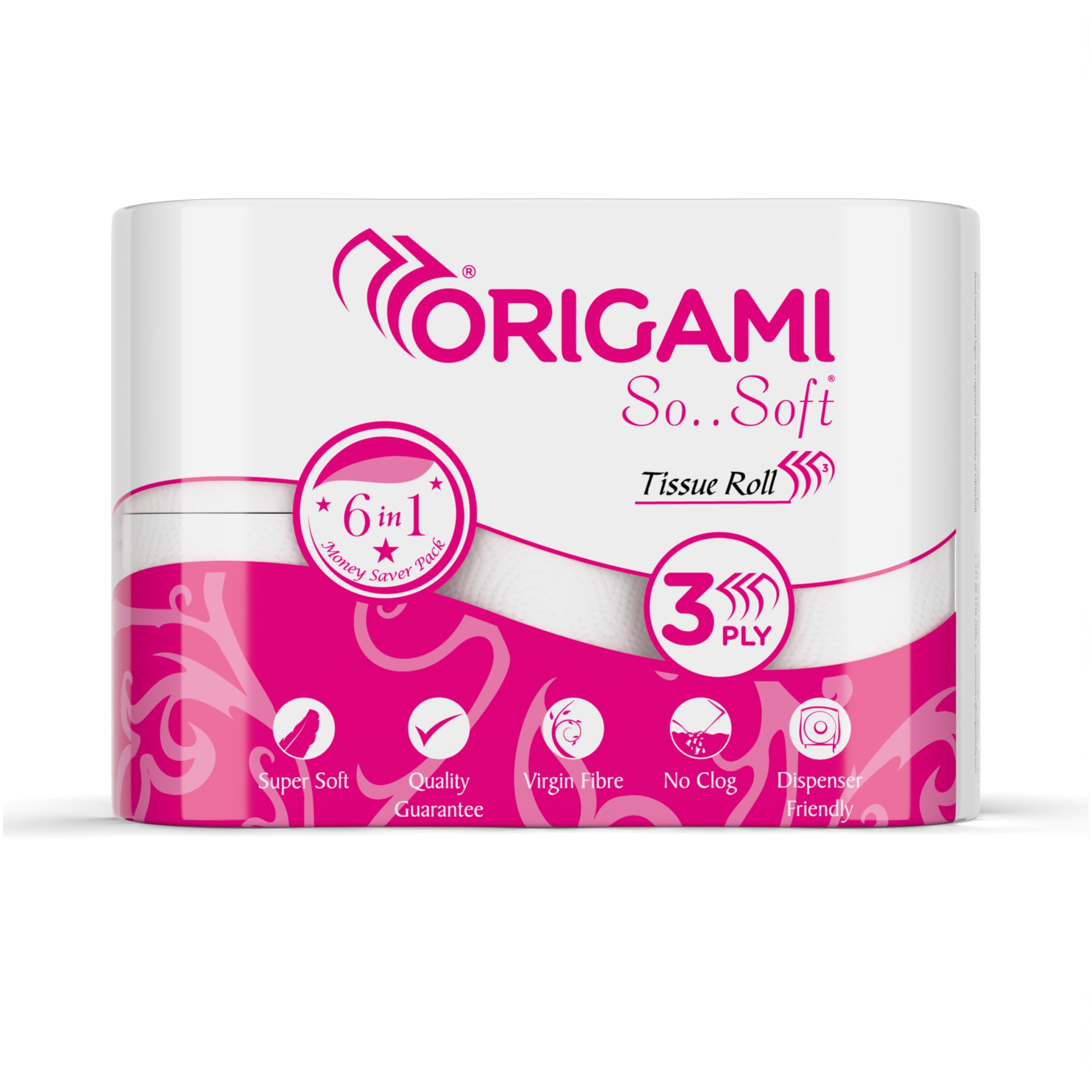 Origami 3 Ply Toilet Tissue Paper Roll - Pack of 6 (160 Pulls Per Roll, 960 Sheets)-image-41