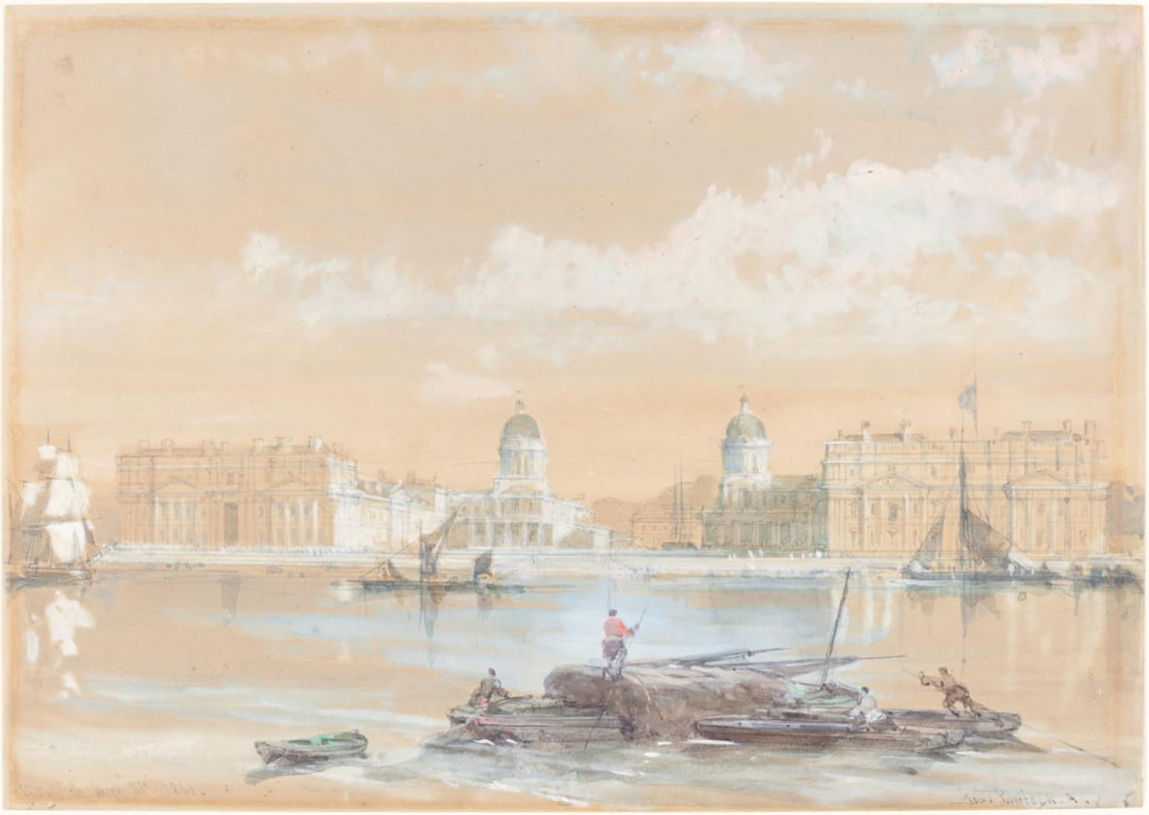 SERENDIPITP Abstract Painting Mural Print Picture Wall Decor Painting the Naval College by David Roberts Vintage Wall Artwork for Home Decor 60x90cm