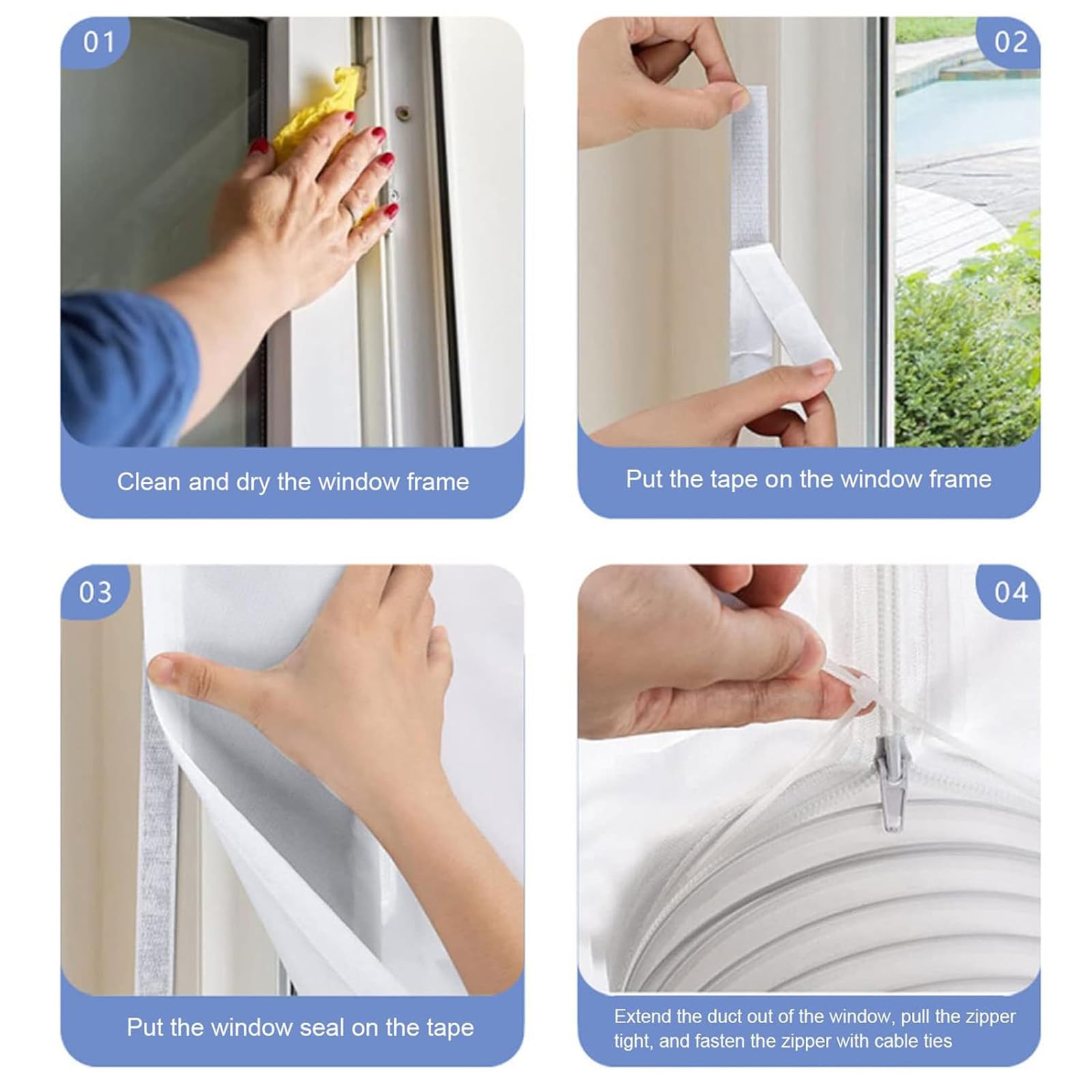 Kit Calfeutrage Climatiseur Plaque Mobile Fenêtre Adapteur Plaque Anti-UV 3M