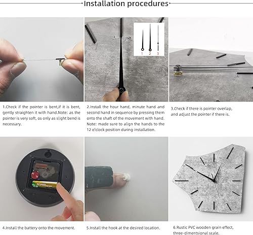 Miniatura 4 de Reloj de pared rústico silencioso sin tictac, sin marco, arte irregularidad, relojes de pared decorativos para el hogar, sala de estar, cocina,