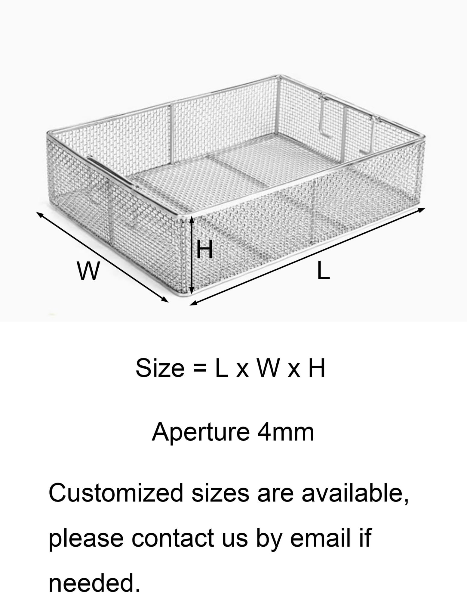 Bandeja para Instrumental y Cesta de esterilización de Malla de Acero Inoxidable 304 con asa, Cesta de desinfección médica para hospitales y clínicas, 50x30x15cm, Duradera y Resistente a la