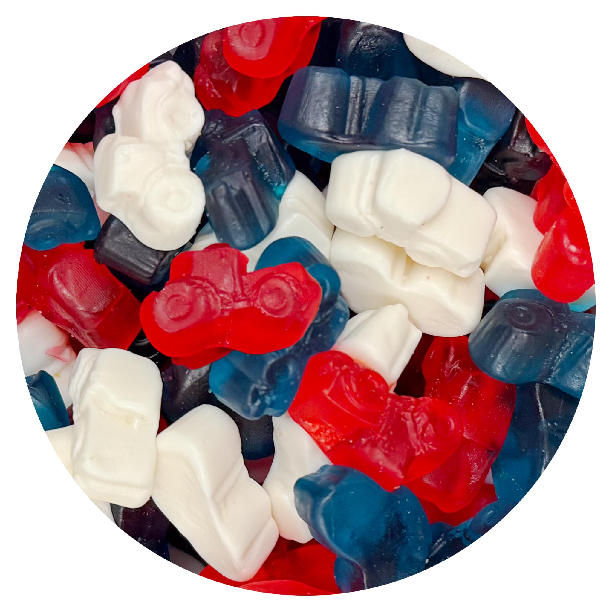 Red, White & Blue Candy Tractor Gummies, 1 Pound Bulk Bag, Gummy Candy, The Hampton Candy Company