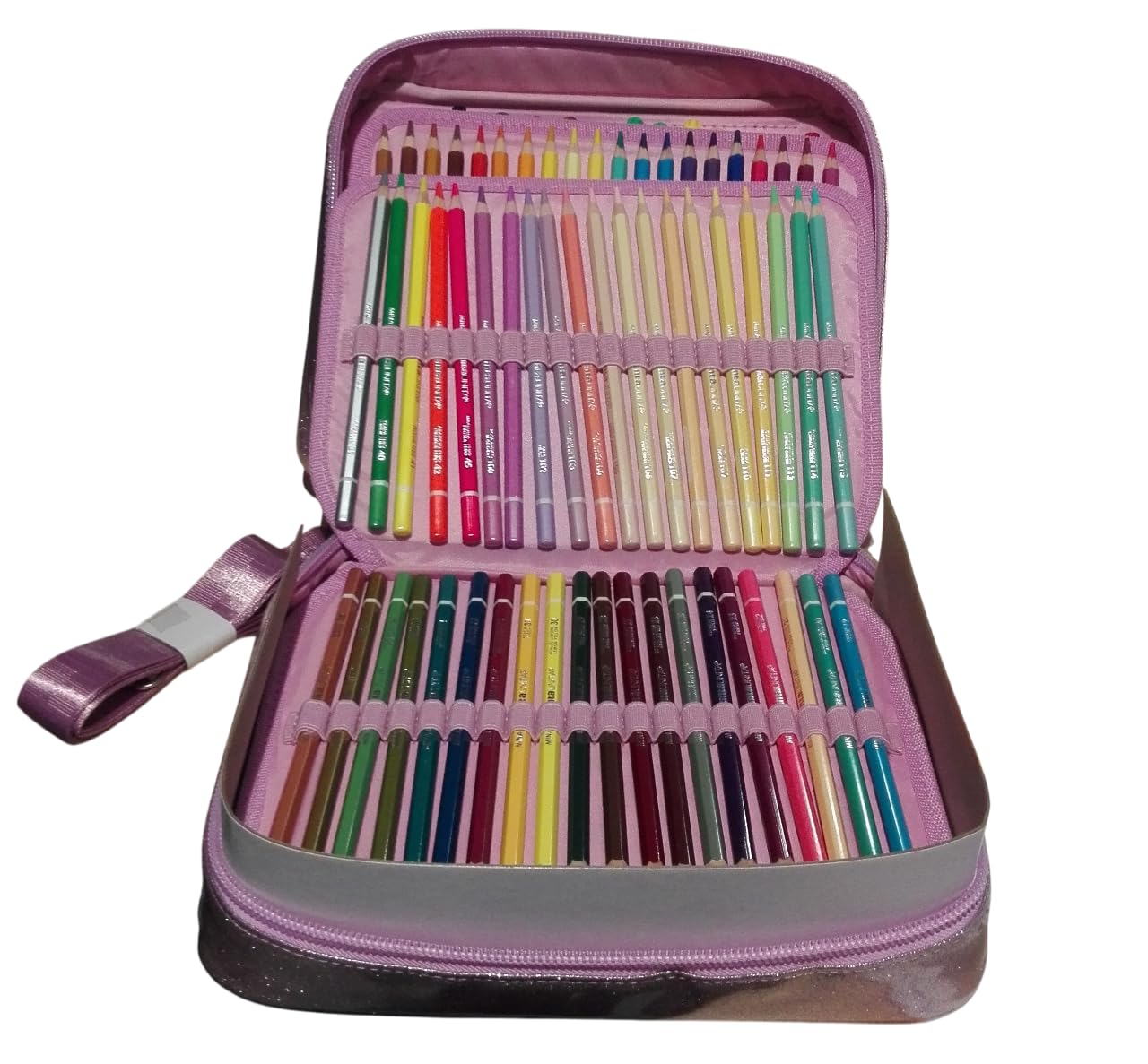 Borsa Valigetta Tracolla Art Box Premium Rosa Glitter con Pastelli in Legno MINA 4.2-144 colori con 2 colori Limited Edition by Pool Over con omaggio penna pailettes 6 penne in 1