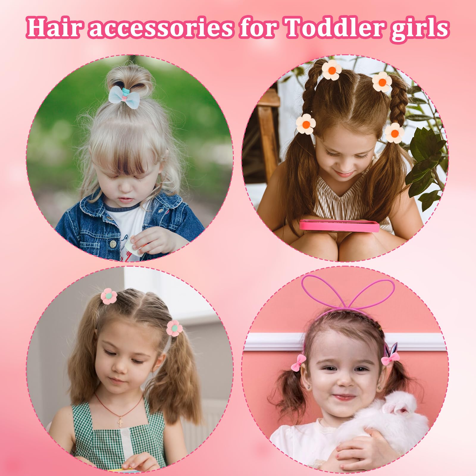24pcs Baby Girl Hair Ties Cute Flower Elastic Toddler Hair Ties No Damage Candy Bow Seamless Ponytail Hair Tie,Scrunchies for Thick Hair Girl Hair Accessories - Image 3