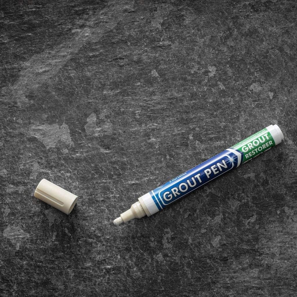 Grout Pen Tile Paint Marker: Waterproof Grout Colorant and Sealer Pen to Renew, Repair, and Refresh Tile Grout - Cleaner Coating Stain Pens - 2 Pack, 5mm Narrow and 15mm Wide Tip Pen - Ivory - - 
