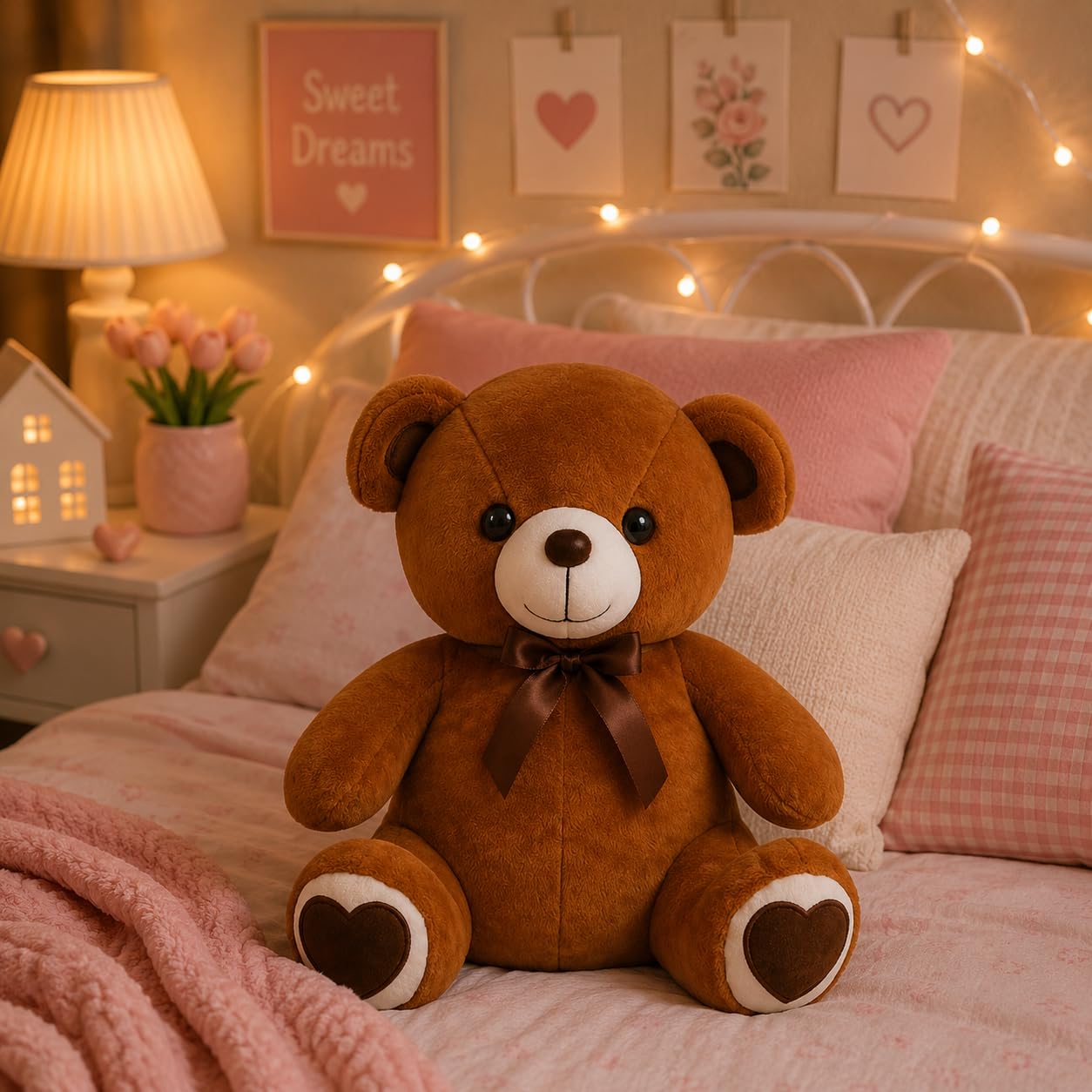 Plush Brown Teddy Bear with Heart Patch On Sole, 40 cm for Kids-image-11