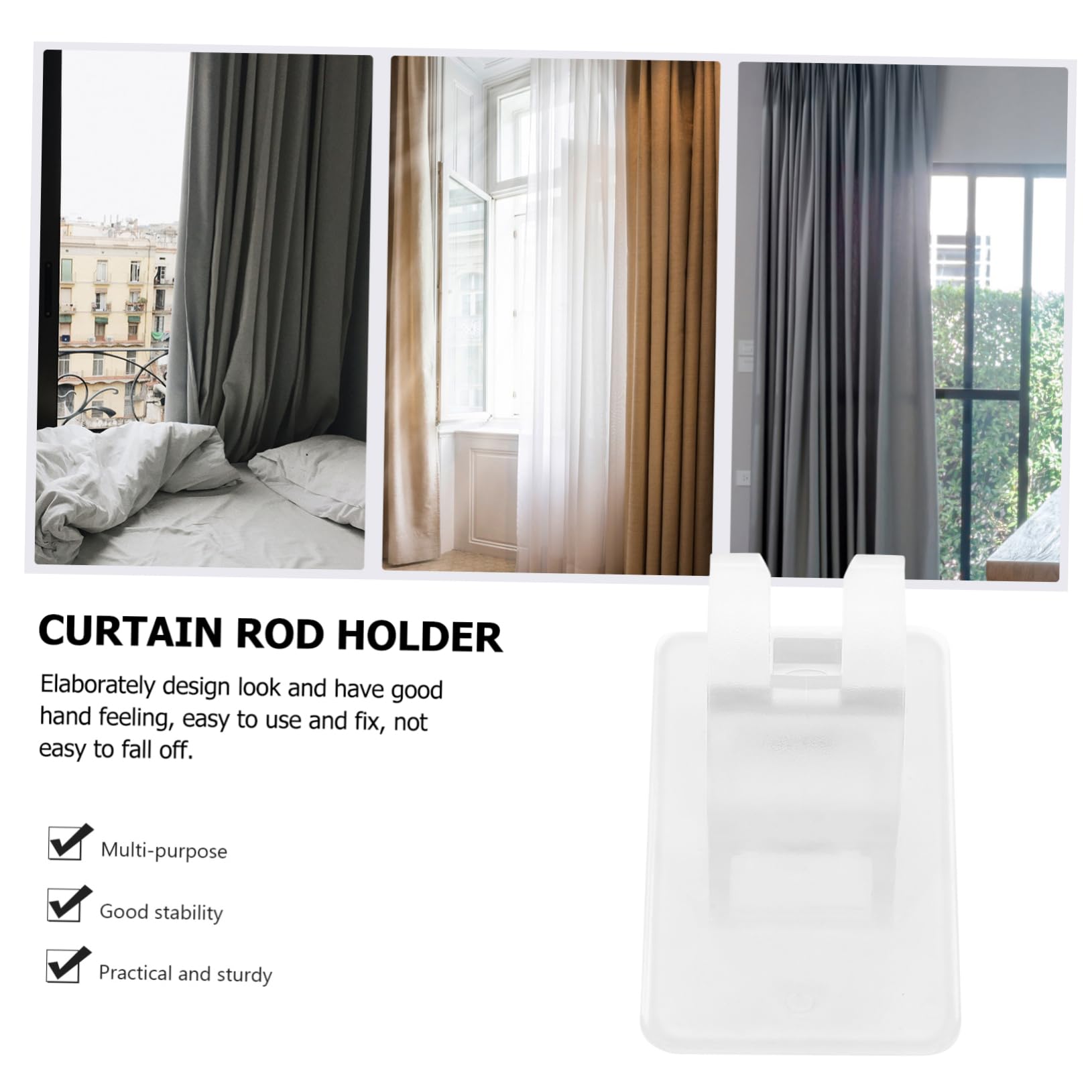 MAGICLULU 5 Ensembles Supports Auto Adhésifs pour Tringles À Rideaux Lot de Crochets Fixes pour Salle De Séjour Cuisine Et Salle De Bain Installation Facile Et Pratique Capacité 4 Pièces * 5