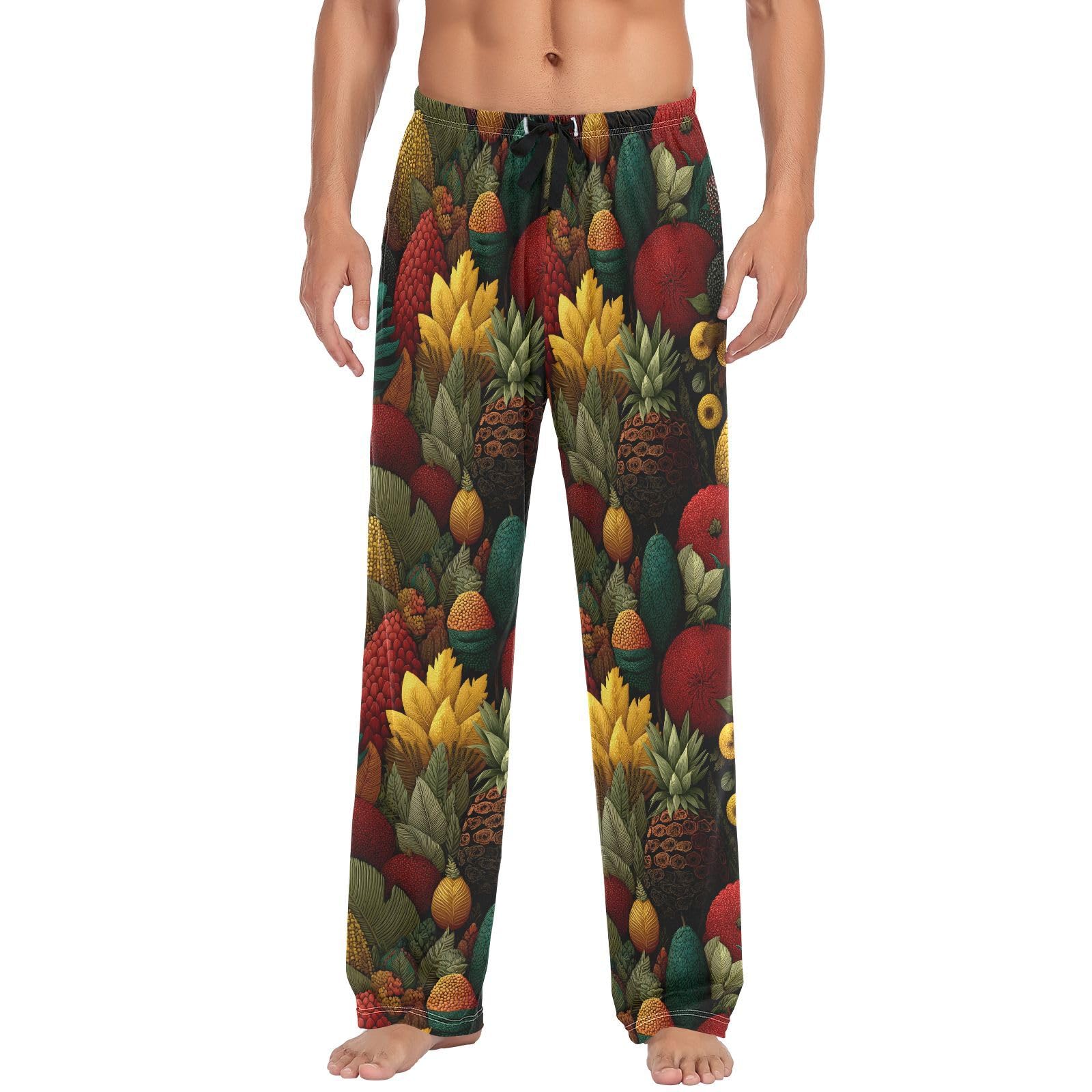 Pubdskblde Men's As Pic Pineapple Pattern Pajama Pants Sleepwear Lounge Pj Bottoms With Pocket S