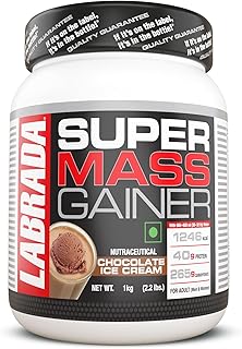 Labrada Super Mass Gainer 1kg | High-Calorie Protein Powder for Muscle Growth & Recovery |1234 Calories | 40g Protein | 265g Carbs | 3g Creatine | 500mg Glutamine, 3000gm (1 Kg,Chocolate Ice Cream)-picture-27