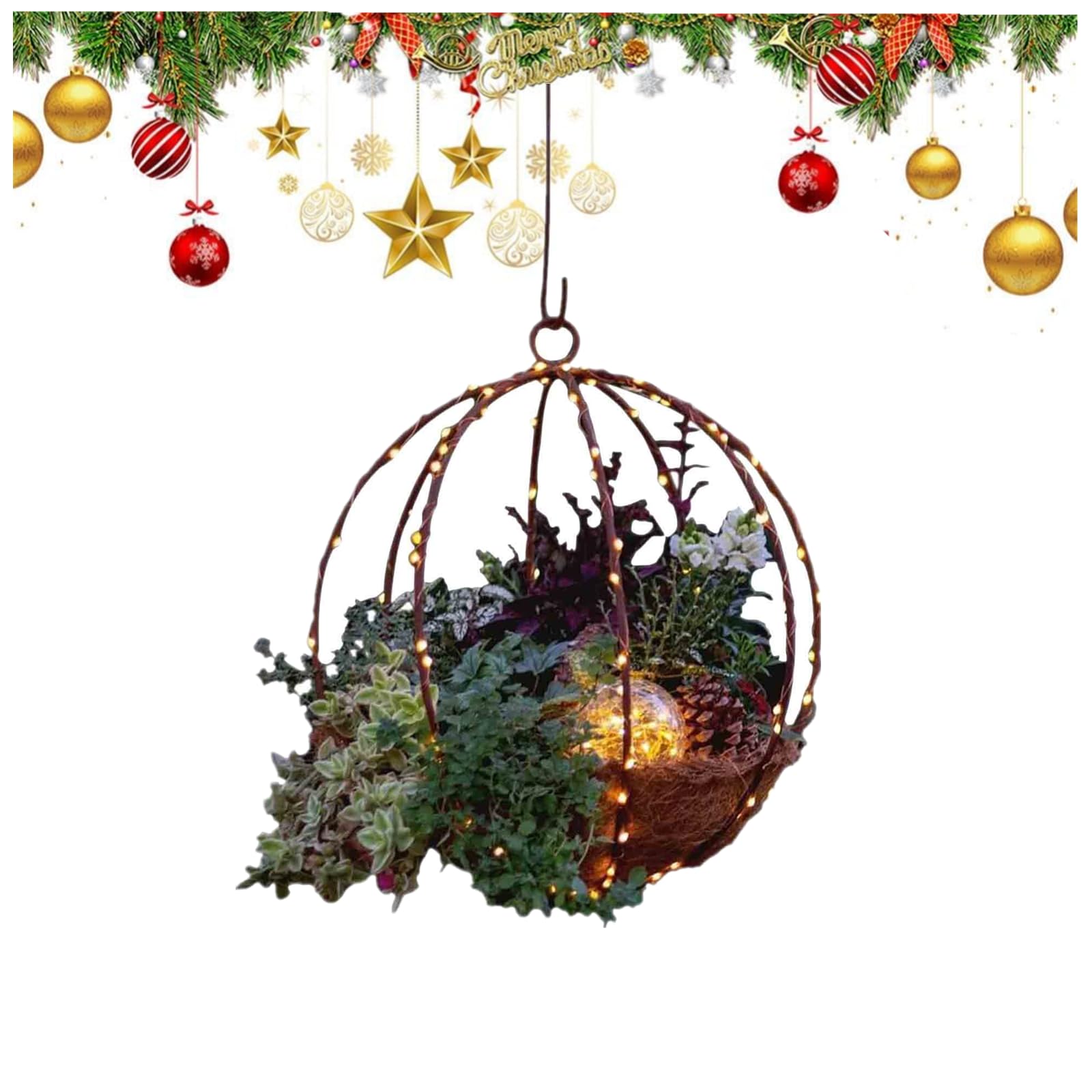 Hanging Christmas Decor Christmas Hanging Baskets For Outdoors Winter ...