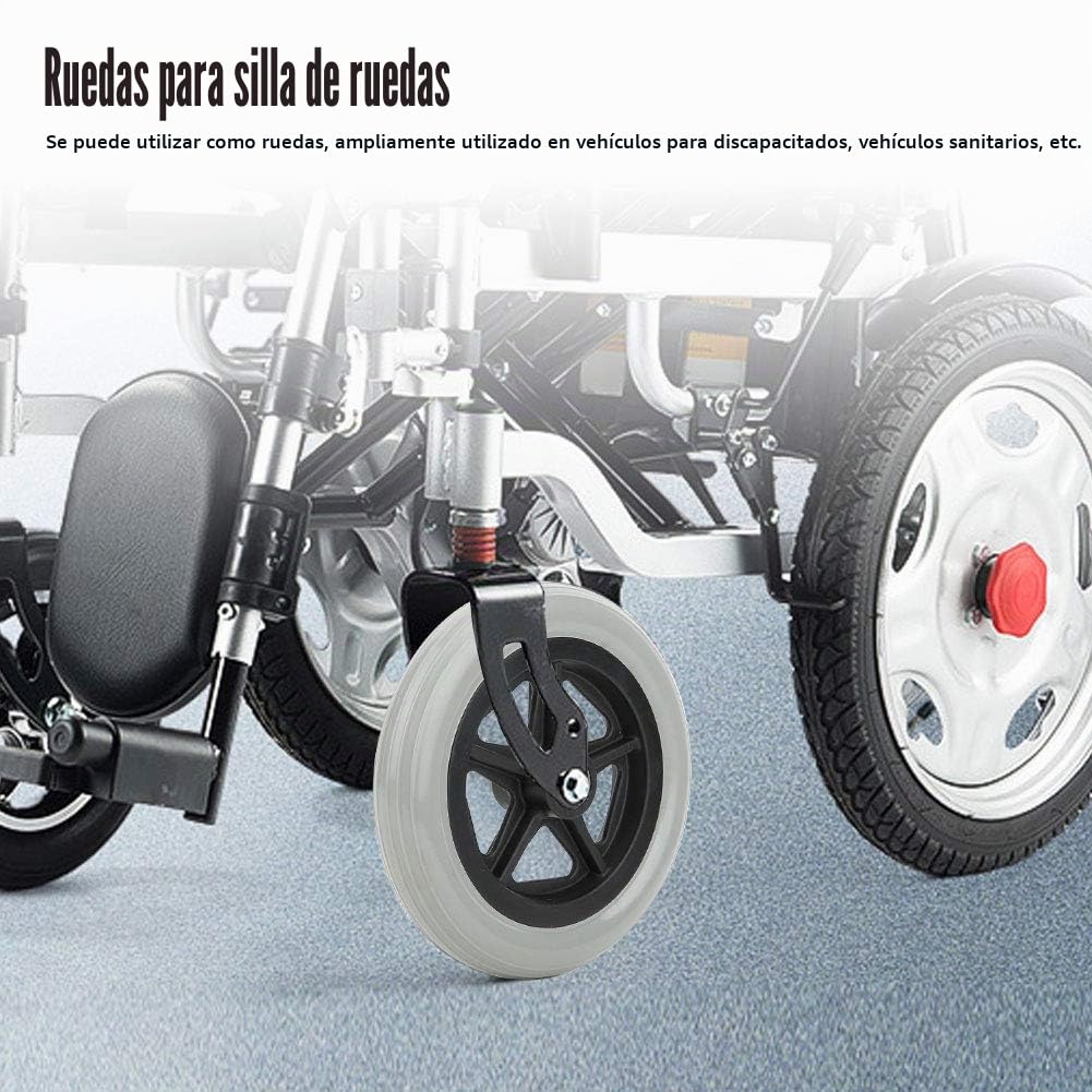 1pc 7 pulgadas Silla de ruedas Rueda delantera Rueda de goma antideslizante Silla de paseo Reemplazo Carga máxima 120 kg