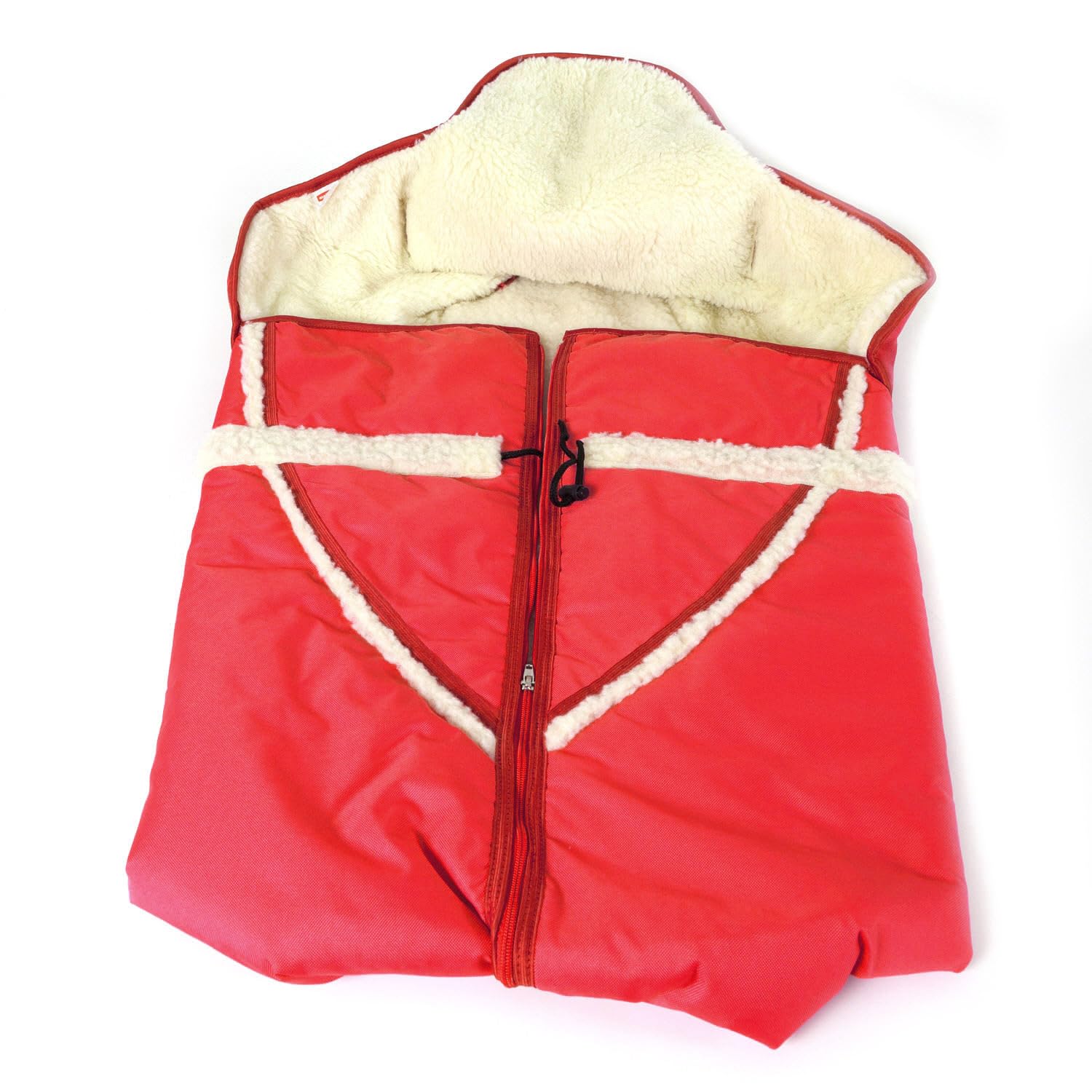Babyschlitten Hörnerschlitten Holzschlitten Baran Baby 120 mit Lehne Schieber Alaska Schlittensack mit Farbauswahl (Rot)