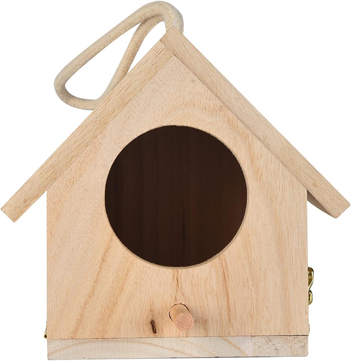 Casa De PáJaros,Casa De Madera Para PáJaro Nido de madera Caja de pájaros Pájaro de madera Pájaro Casa Nido Montado en la pared Pájaro al aire libre Caja de madera Birdhouse Puerta redonda Casa Para P
