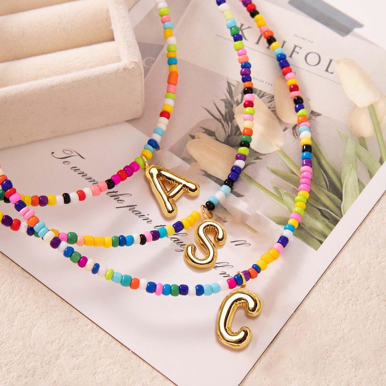 Colorful Initial Necklaces Valentines Day Gifts for Girls Teens Women Kids, 6-18 Year Old Girl Birthday Gifts Teen Girl Gifts Trendy Stuff Gold Bubble Letter Pendent Necklace Jewelry - Image 3