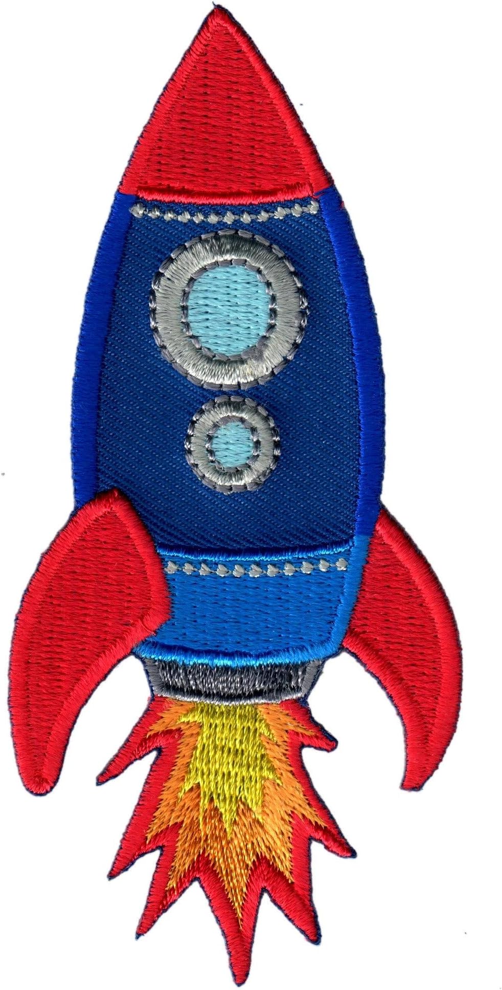 PatchMommy Rocket Iron-On Patch – Premium Embroidered, Washable – 3.5" x 1.75" – Durable Applique for Jackets & Backpacks