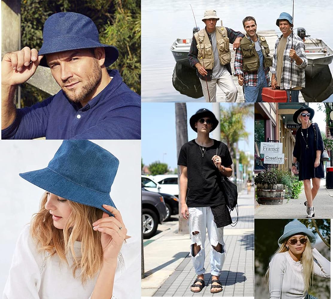Zylioo UV Denim Bucket Sun Hat for Big Heads,Breathable Floppy Zylioo UV Denim Bucket Sun Hat for Big Heads,Breathable Floppy