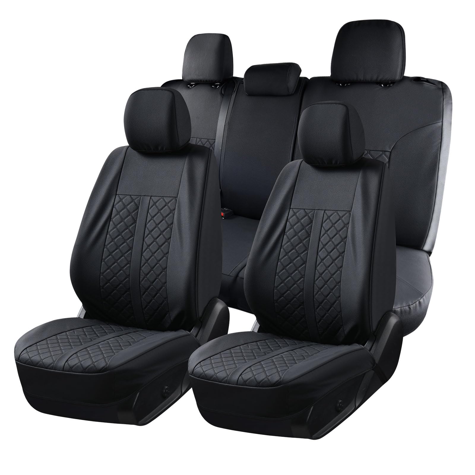 Truckiipa Tacoma Leather Car Seat Covers Full Set Truck Seat Covers Cushion Fit for 2016-2023 Toyota Tacoma Double Crew Cab, Full Set, Black
