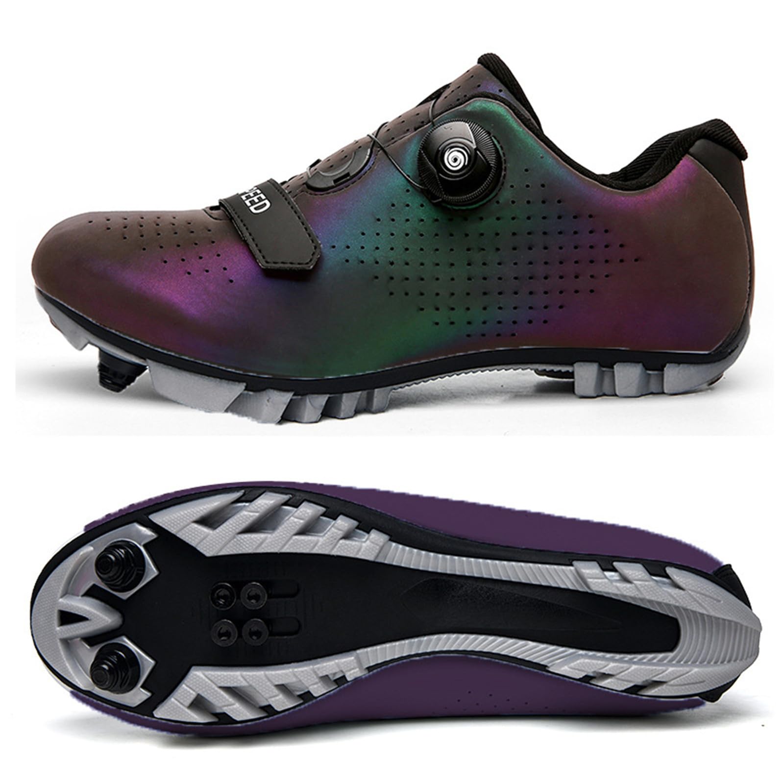 Hixingo Chaussures de Cyclisme pour Hommes Femmes Chaussures d'Équitation sur Montagne Crampons Respirantes Semelle Dure