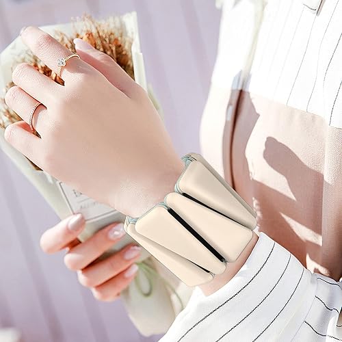 Miniatura 2 de Hauwevson Pesas de muñeca para entrenamiento de fuerza, juego de 1 libra x 2, pulsera de pesas de silicona portátil, tamaño universal ajustable,