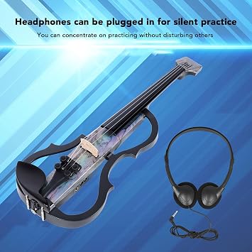 Professional Electric Violin, Carbon Fiber Silent Electric Violin 4/4 Pickup, Smart Tail, Small Size Light Weight, Portable, Full Size 4/4 Metal Red Mahogany