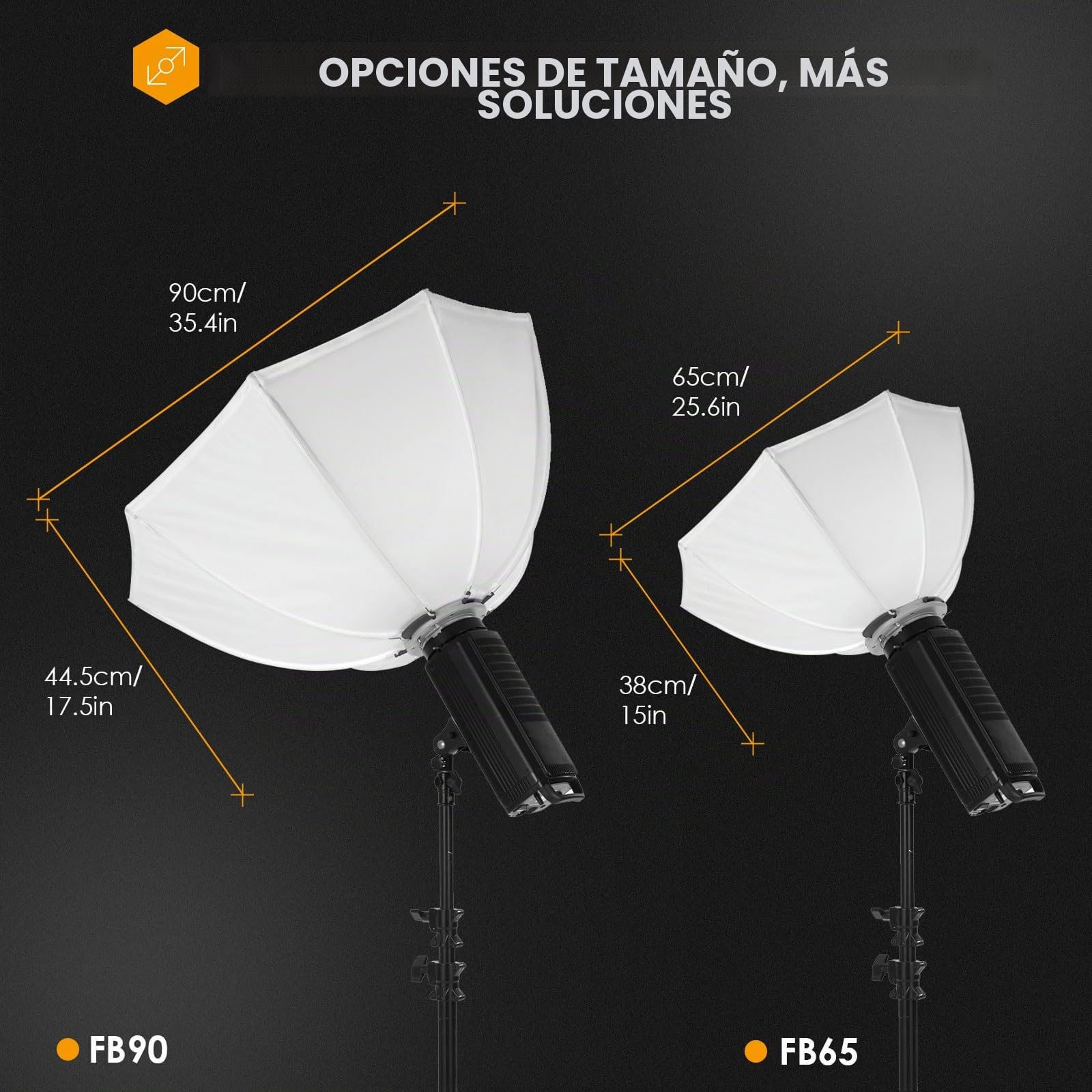 TARION Softbox Octagonal Invertido Plegable - Softbox Bowens 65cm Montaje rápido para fotografía Estudio con Estructura reflectora difusora FB-65 SOFTBEAM